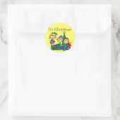 Strichmännchen Kinder Weihnachtsgeschenke und Gesc Runder Aufkleber (Tasche)