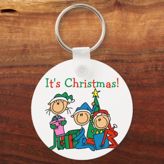 Strichmännchen Kinder Weihnachtsgeschenke und Gesc Schlüsselanhänger (Vorderseite)