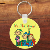 Strichmännchen Kinder Weihnachtsgeschenke und Gesc Schlüsselanhänger (Vorderseite)