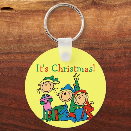 Strichmännchen Kinder Weihnachtsgeschenke und Gesc Schlüsselanhänger (Vorderseite)