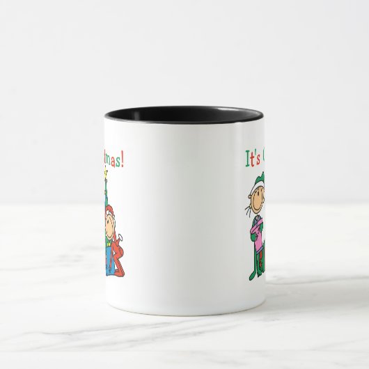 Strichmännchen Kinder Weihnachtsgeschenke und Gesc Tasse (Zentrum)
