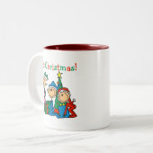Strichmännchen Kinder Weihnachtsgeschenke und Gesc Zweifarbige Tasse (Vorderseite Links)