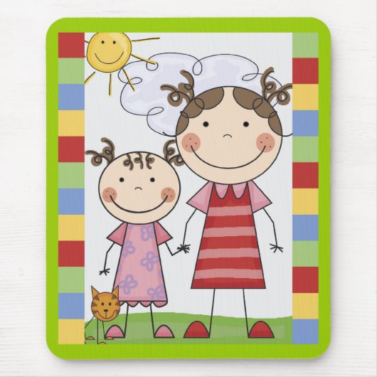 Strichmännchen-Kinderkarten und Geschenke Mousepad (Vorne)