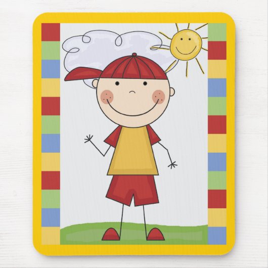 Strichmännchen-Kinderkarten und Geschenke Mousepad (Vorne)