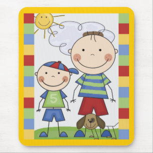 Strichmännchen-Kinderkarten und Geschenke Mousepad