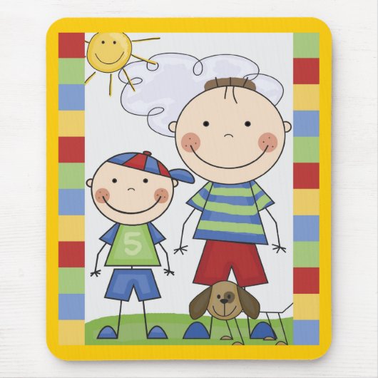 Strichmännchen-Kinderkarten und Geschenke Mousepad (Vorne)
