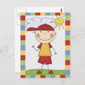 Strichmännchen Kinderkarten und Geschenke Postkarte (Vorne/Hinten)