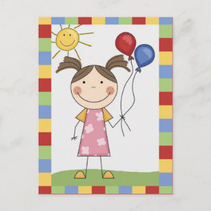Strichmännchen-Kinderkarten und Geschenke Postkarte