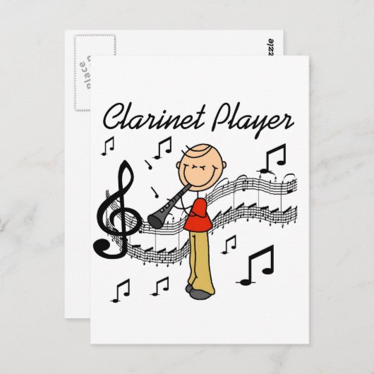 Strichmännchen Klarinette Player Tshirts und Gesch Postkarte (Vorne/Hinten)