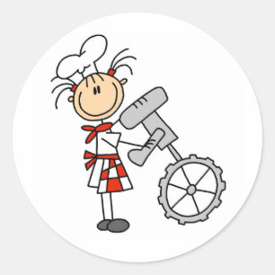 Strichmännchen-Koch, der Mischer-Aufkleber Runder Aufkleber