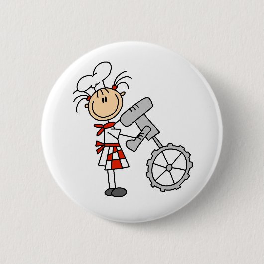 Strichmännchen-Koch, der Mischer-Knöpfe verwendet Button (Vorderseite)