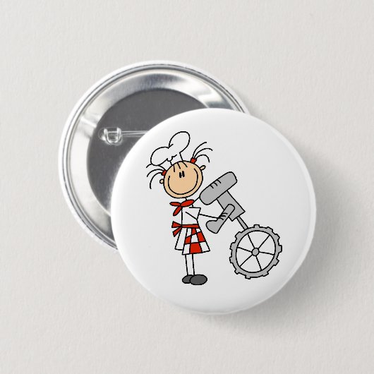 Strichmännchen-Koch, der Mischer-Knöpfe verwendet Button (Vorne & Hinten)