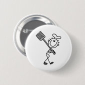 Strichmännchen-Koch mit Gabel Button (Vorne & Hinten)