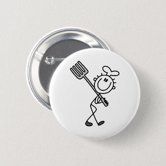 Strichmännchen-Koch mit Gabel Button (Vorne & Hinten)