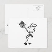 Strichmännchen-Koch Mit Gabel Postkarte (Vorne/Hinten)