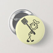 Strichmännchen-Koch mit Gabel T-Shirts und Geschen Button (Vorne & Hinten)
