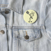 Strichmännchen-Koch mit Gabel T-Shirts und Geschen Button (Beispiel)