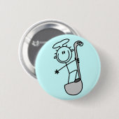Strichmännchen-Koch Mit Schöpflöffel Button (Vorne & Hinten)