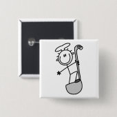 Strichmännchen-Koch Mit Schöpflöffel Button (Vorne & Hinten)