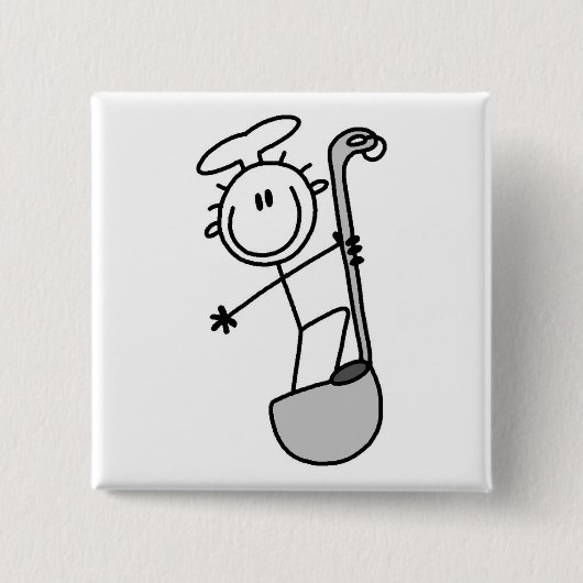 Strichmännchen-Koch Mit Schöpflöffel Button (Vorderseite)