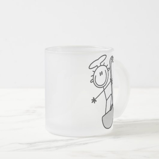 Strichmännchen-Koch mit Schöpflöffel Mattglastasse (VorderseiteRechts)