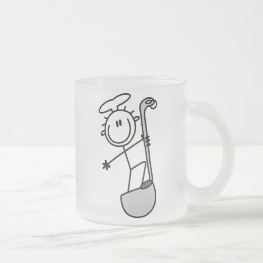 Strichmännchen-Koch mit Schöpflöffel Mattglastasse (Rechts)