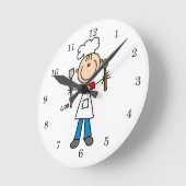 Strichmännchen-Koch Runde Wanduhr (Winkel)