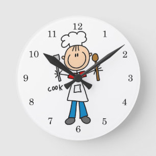 Strichmännchen-Koch Runde Wanduhr