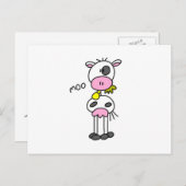 Strichmännchen Kuh T - Shirt und GIfts Postkarte (Vorne/Hinten)
