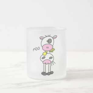 Strichmännchen-Kuh-T-Shirts und Geschenke Mattglastasse