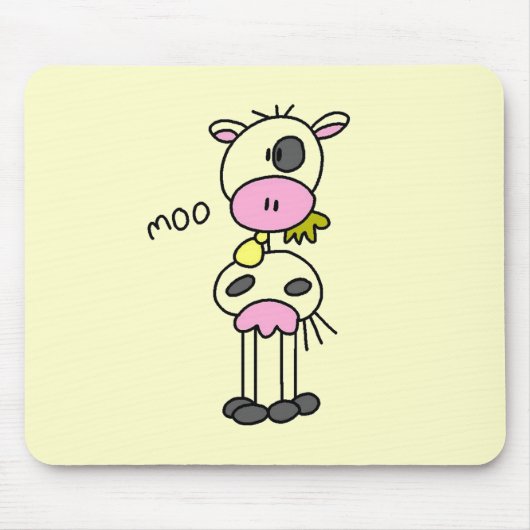 Strichmännchen-Kuh-T-Shirts und Geschenke Mousepad (Vorne)