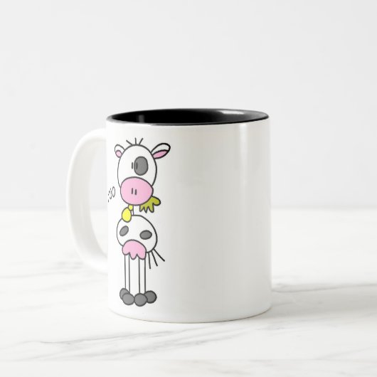 Strichmännchen-Kuh Zweifarbige Tasse (Vorderseite Links)