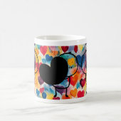 Strichmännchen Liebe: Grosses Herz und farbenfrohe Kaffeetasse (Mittel)