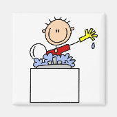 Strichmännchen macht Geschirr Magnet (Vorne)