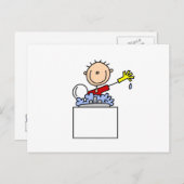 Strichmännchen macht Geschirr Postkarte (Vorne/Hinten)
