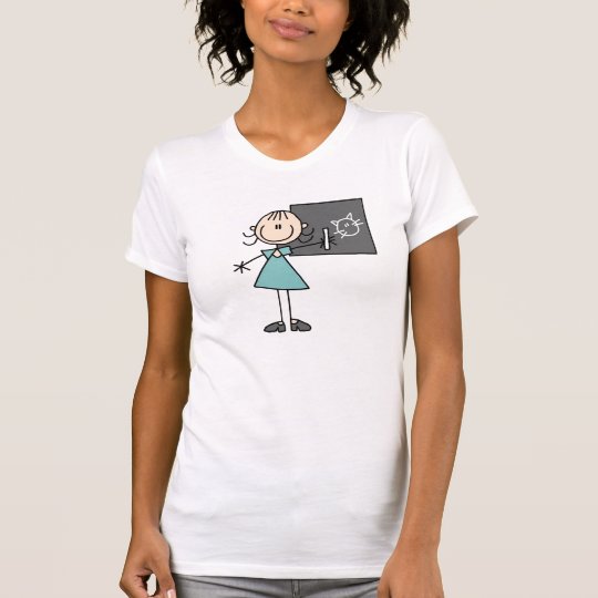 Strichmännchen-Mädchen am Kreide-Brett-T - Shirt
