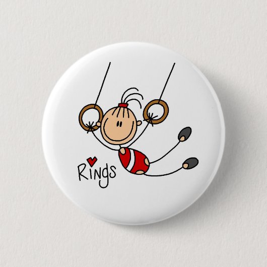 Strichmännchen Mädchen an den Ringen Knopf Button (Vorderseite)