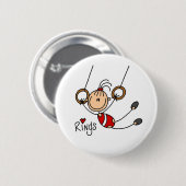 Strichmännchen Mädchen an den Ringen Knopf Button (Vorne & Hinten)