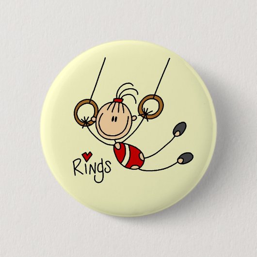 Strichmännchen Mädchen auf Ringe T-Shirts und Gesc Button (Vorderseite)