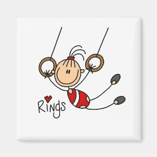 Strichmännchen Mädchen auf Ringe T-Shirts und Gesc Magnet