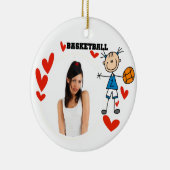 Strichmännchen-Mädchen-Basketball-Foto-Verzierung Keramikornament (Rechts)