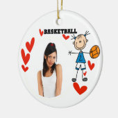 Strichmännchen-Mädchen-Basketball-Foto-Verzierung Keramikornament (Links)