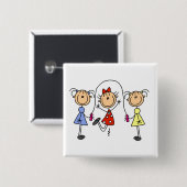 Strichmännchen-Mädchen beim Seilspringen Button (Vorne & Hinten)