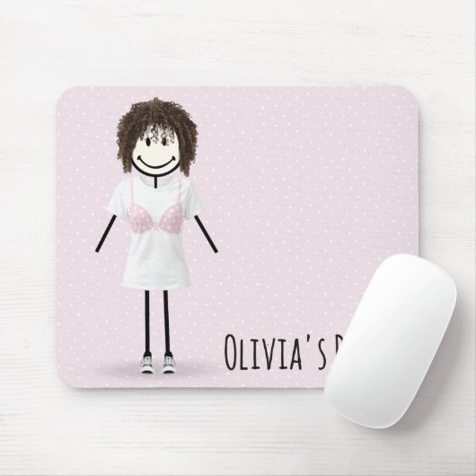Strichmännchen Mädchen Brustkrebs Überlebende Mousepad (Mit Mouse)