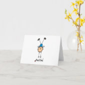 Strichmännchen-Mädchen, das Karte (Gelbe Blume)