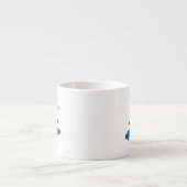 Strichmännchen-Mädchen fährt Roller Espressotasse (Vorderseite)