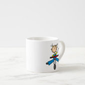 Strichmännchen-Mädchen fährt Roller Espressotasse (Vorderseite Rechts)