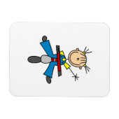 Strichmännchen-Mädchen fährt Roller Magnet (Horizontal)