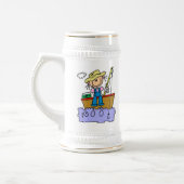 Strichmännchen Mädchen Fischen Bierglas (Links)