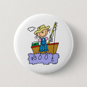 Strichmännchen Mädchen Fischen Button